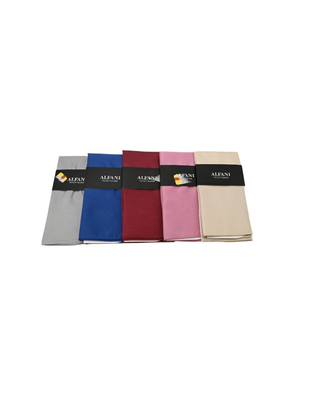 NWT Alfani Lot of 5 Silk Pocket Squares Gray Blue Burgundy Pink Beige Hanky